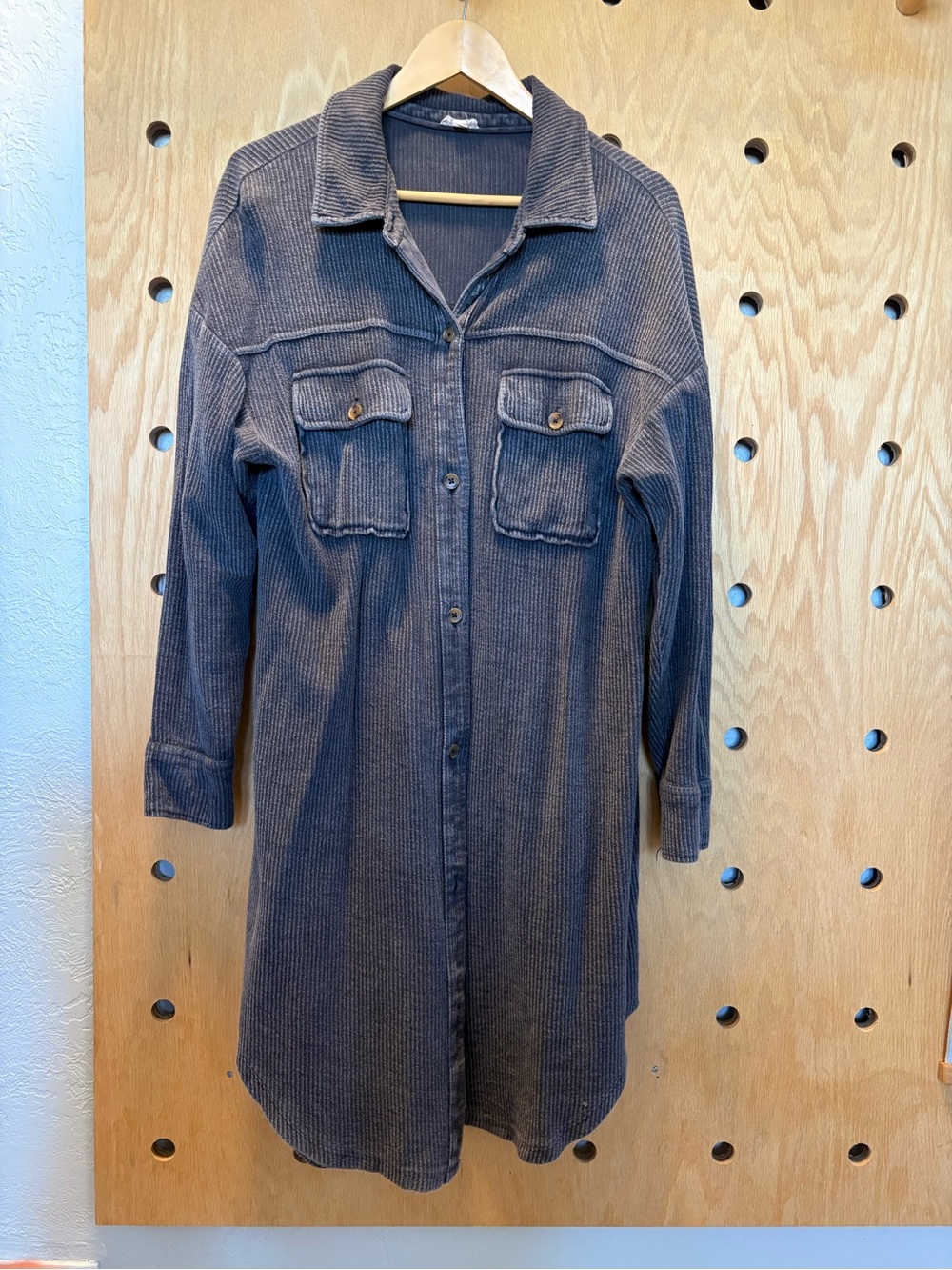 Pilcro Charcoal Ribbed Shirt Jacket